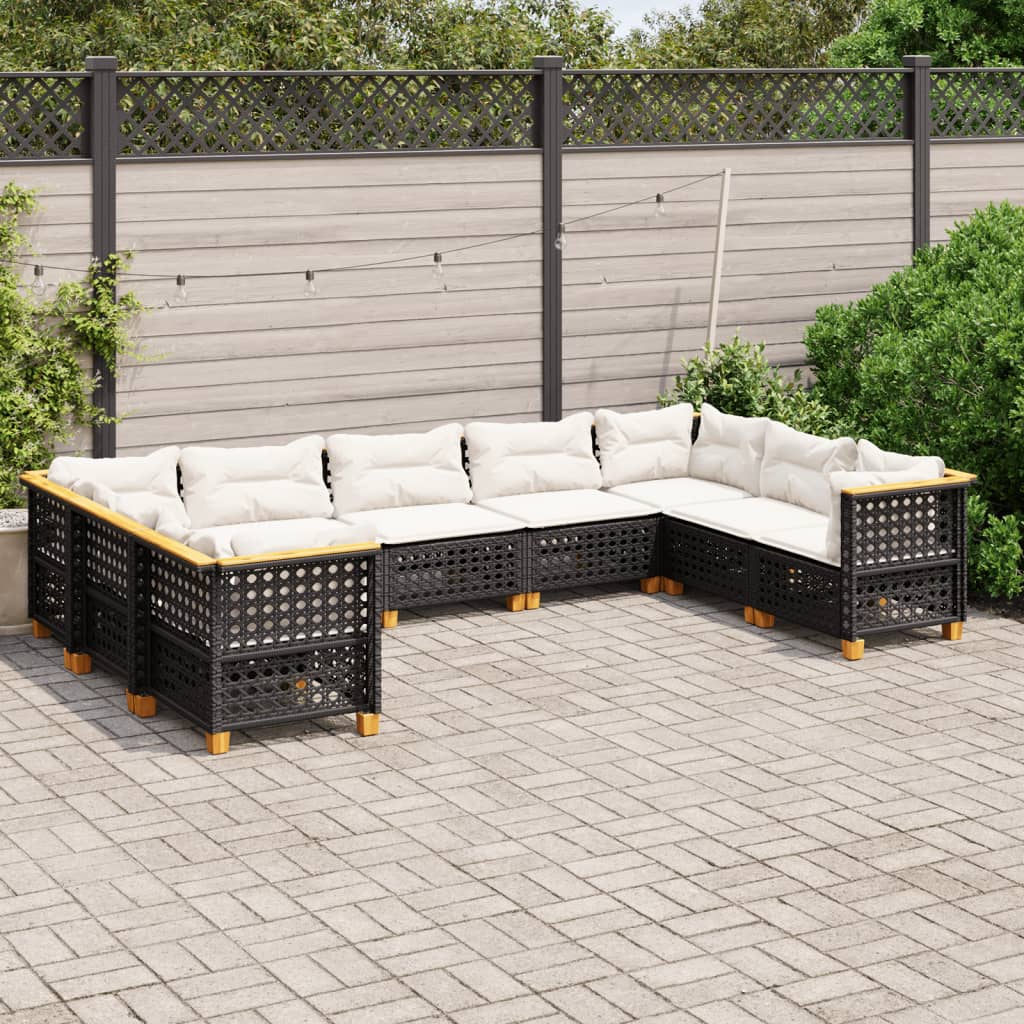 Set Canapele De Grădină Cu Perne, 10 Piese, , Poliratan