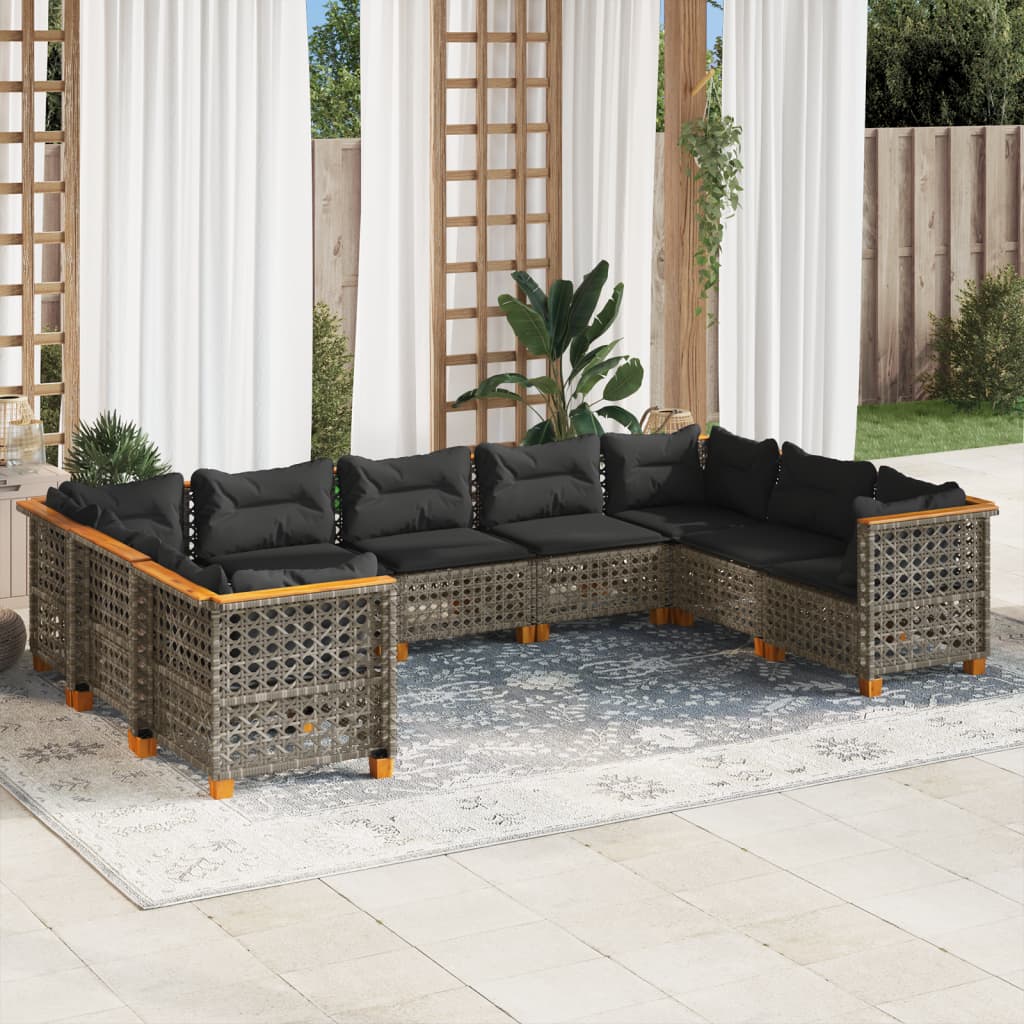 Set Canapele De Grădină Cu Perne, 10 Piese, , Poliratan