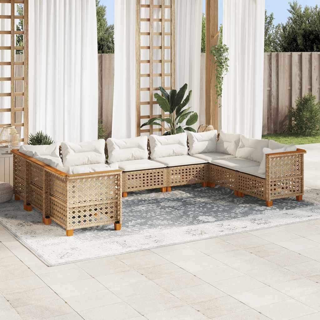 Set Canapele De Grădină Cu Perne, 10 Piese, , Poliratan