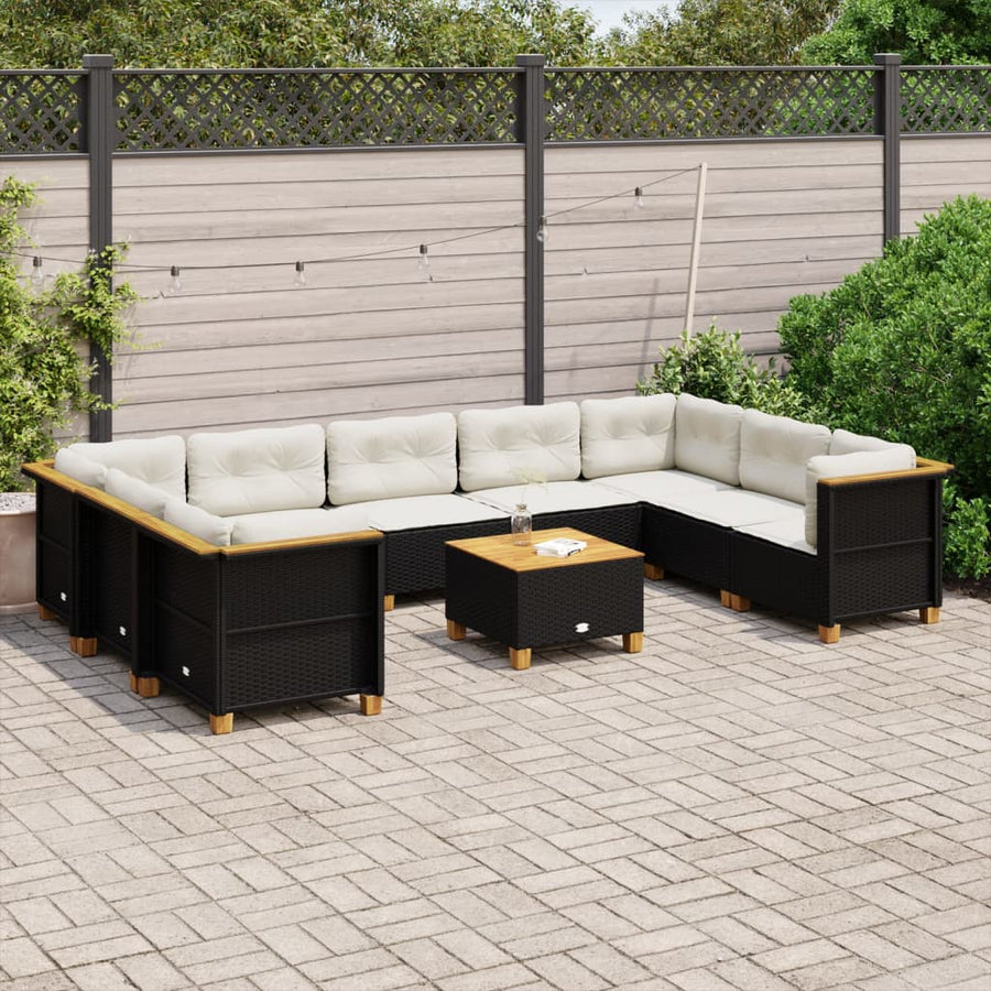 Set Canapele De Grădină Cu Perne, 10 Piese, , Poliratan
