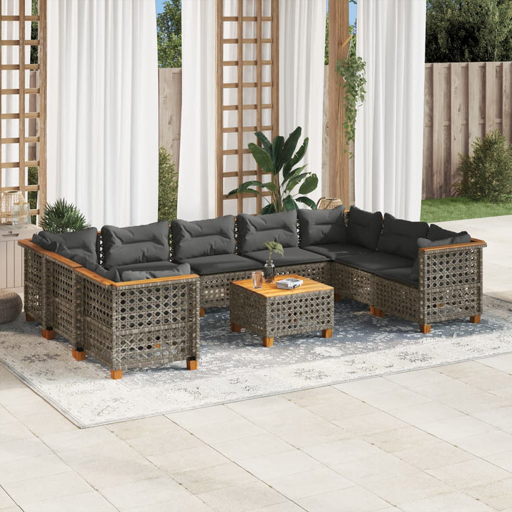 Set Canapele De Grădină Cu Perne, 10 Piese, , Poliratan