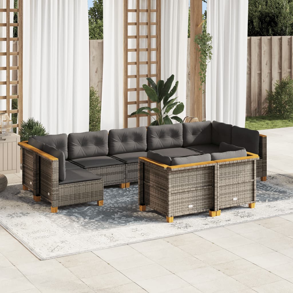 Set Mobilier De Grădină Cu Perne, 10 Piese, , Poliratan