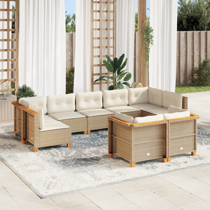 Set Mobilier De Grădină Cu Perne, 10 Piese, , Poliratan