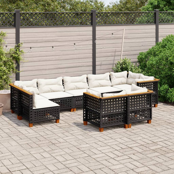 Set Mobilier De Grădină Cu Perne, 10 Piese, , Poliratan