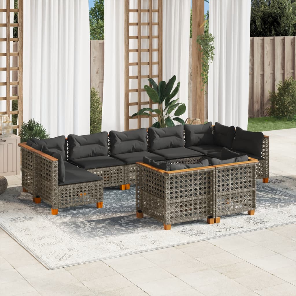 Set Mobilier De Grădină Cu Perne, 10 Piese, , Poliratan