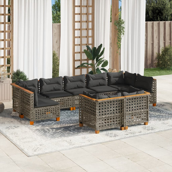 Set Mobilier De Grădină Cu Perne, 10 Piese, , Poliratan