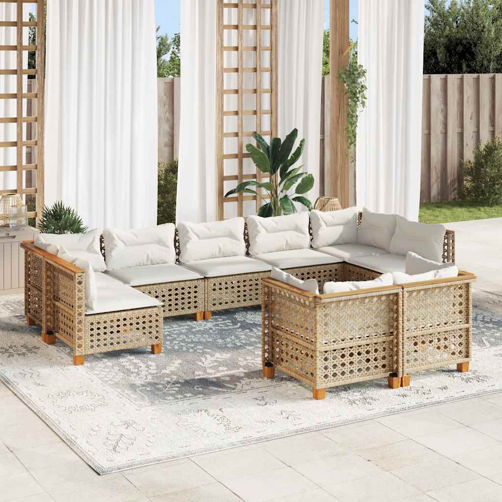 Set Mobilier De Grădină Cu Perne, 10 Piese, , Poliratan