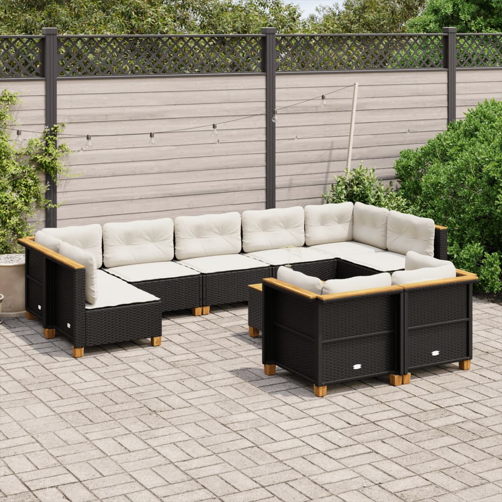 Set Mobilier De Grădină Cu Perne, 10 Piese, , Poliratan