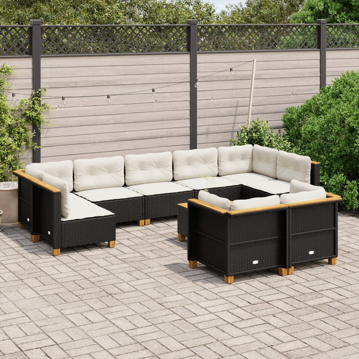 Set Mobilier De Grădină Cu Perne, 10 Piese, , Poliratan