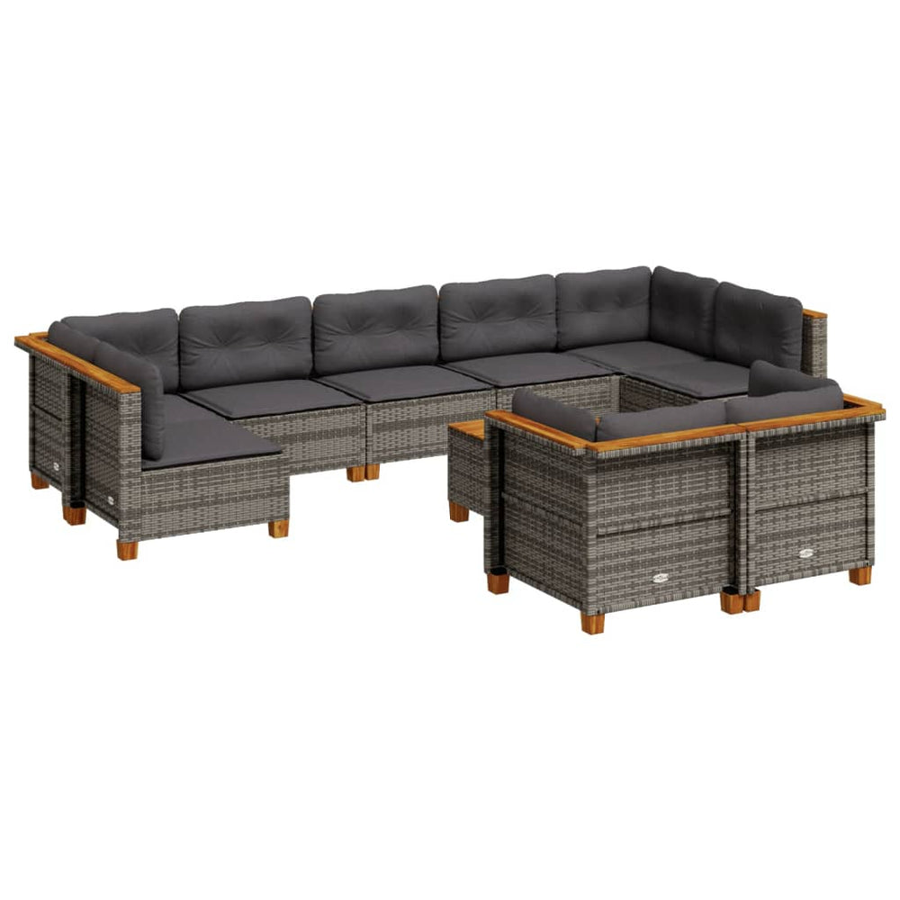 Set Mobilier De Grădină Cu Perne, 10 Piese, , Poliratan