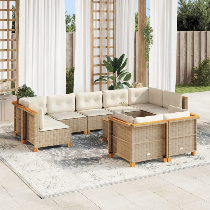 Set Mobilier De Grădină Cu Perne, 10 Piese, , Poliratan