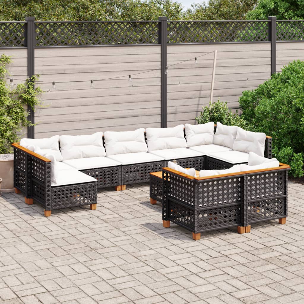Set Mobilier De Grădină Cu Perne, 10 Piese, , Poliratan