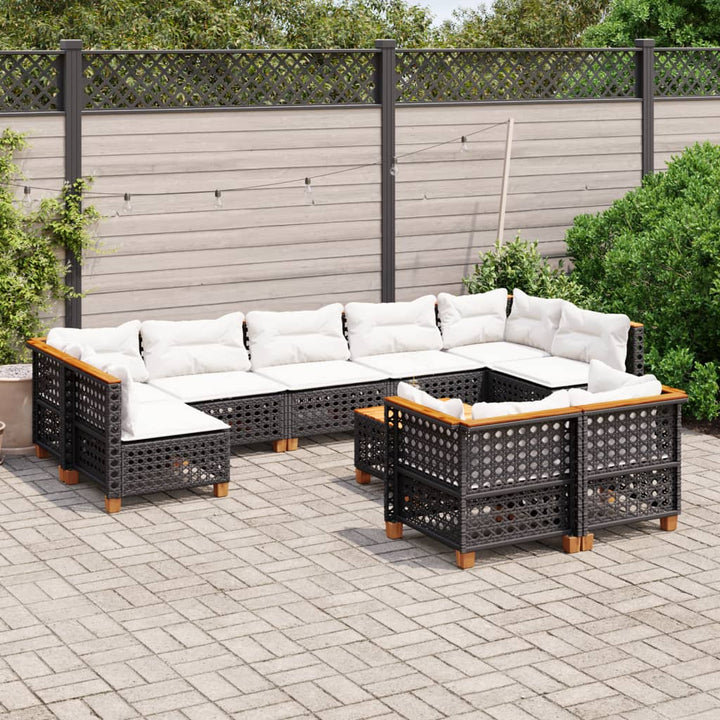 Set Mobilier De Grădină Cu Perne, 10 Piese, , Poliratan