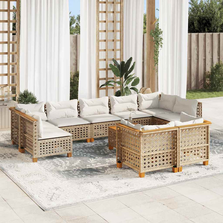 Set Mobilier De Grădină Cu Perne, 10 Piese, , Poliratan