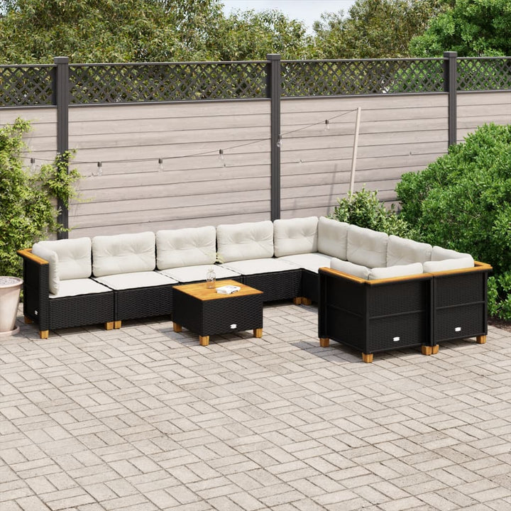 Set Canapele De Grădină Cu Perne, 10 Piese, , Poliratan
