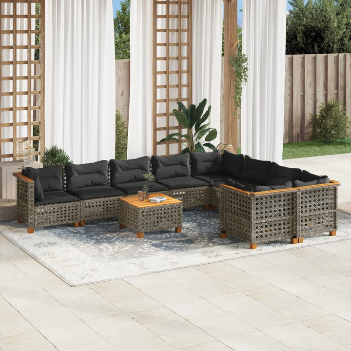 Set Canapele De Grădină Cu Perne, 10 Piese, , Poliratan