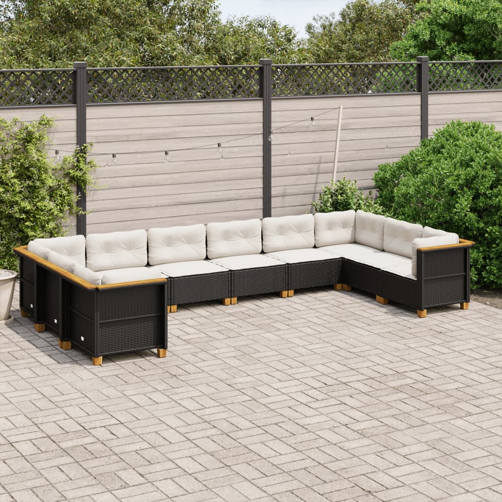 Set Canapele De Grădină Cu Perne, 10 Piese, , Poliratan