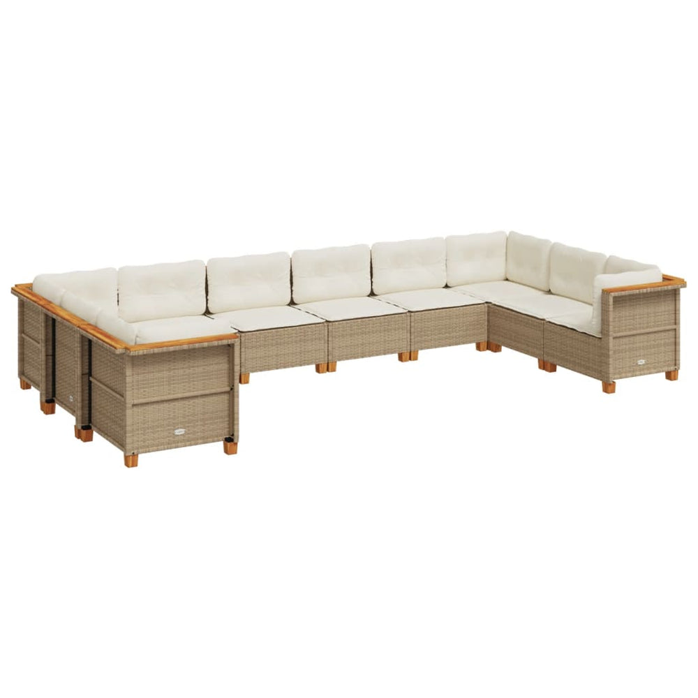 Set Canapele De Grădină Cu Perne, 10 Piese, , Poliratan