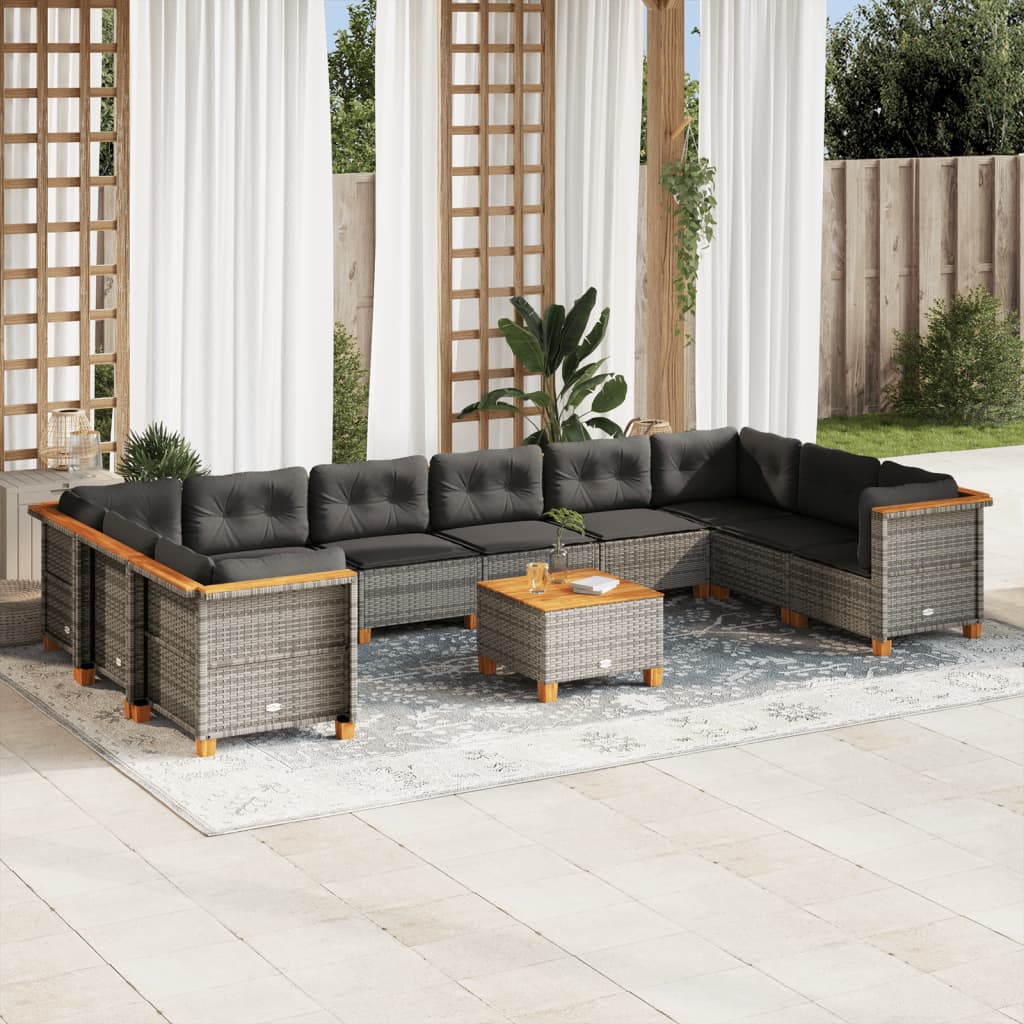 Set Canapele De Grădină Cu Perne, 10 Piese, , Poliratan