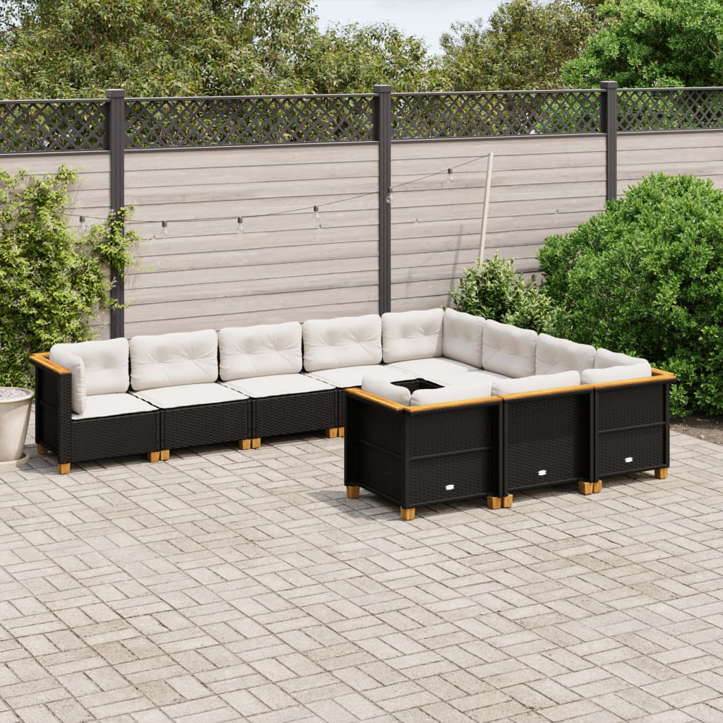Set Mobilier De Grădină Cu Perne, 10 Piese, , Poliratan