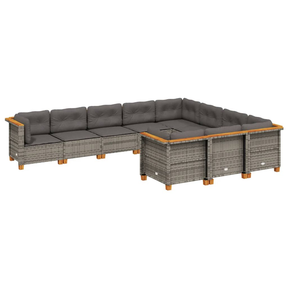 Set Mobilier De Grădină Cu Perne, 10 Piese, , Poliratan