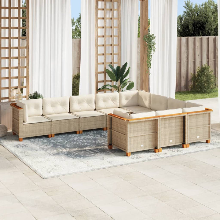 Set Mobilier De Grădină Cu Perne, 10 Piese, , Poliratan