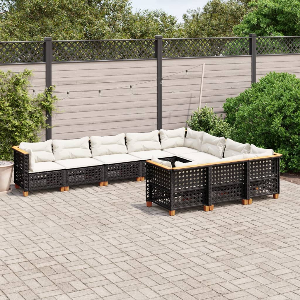Set Mobilier De Grădină Cu Perne, 10 Piese, , Poliratan