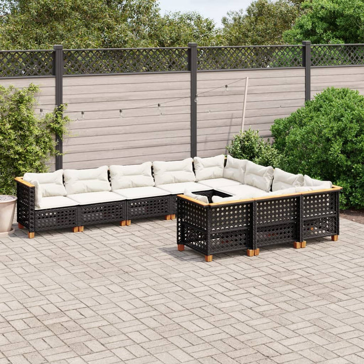 Set Mobilier De Grădină Cu Perne, 10 Piese, , Poliratan