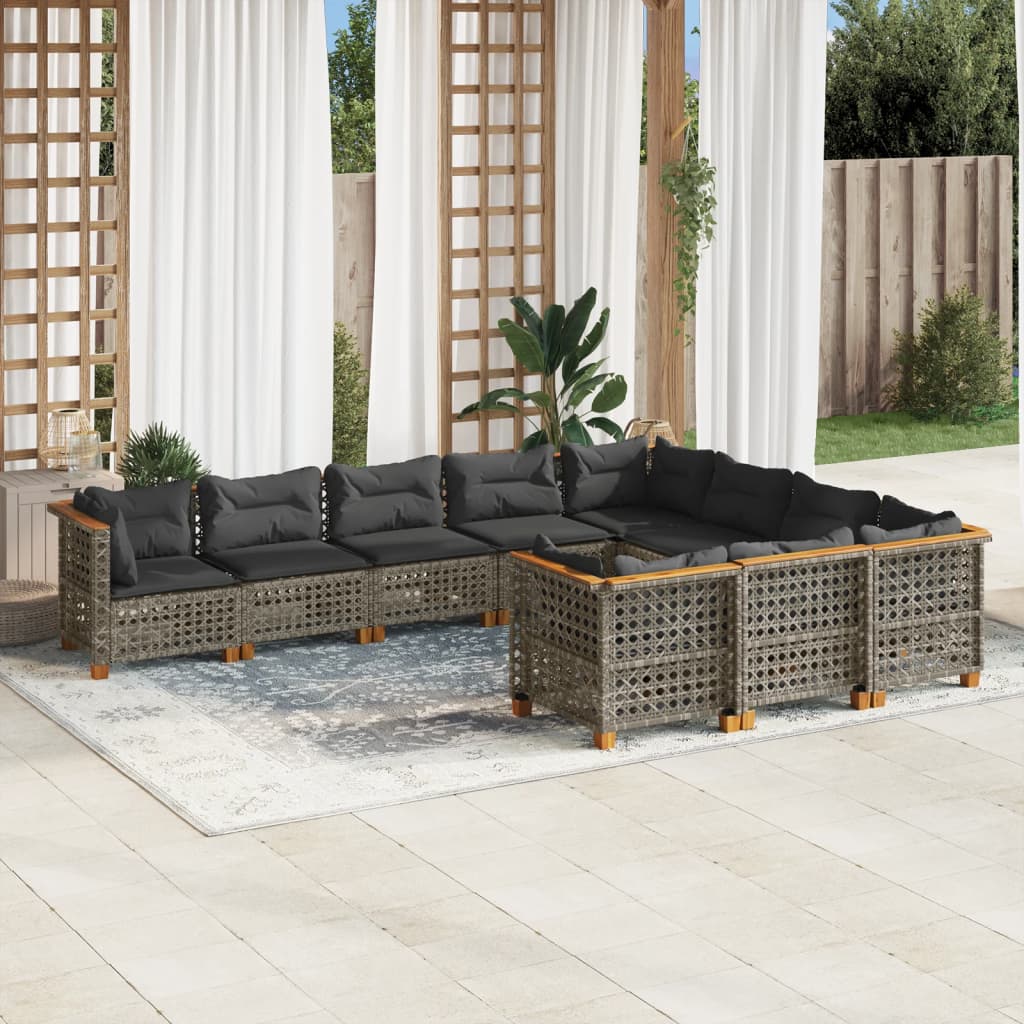 Set Mobilier De Grădină Cu Perne, 10 Piese, , Poliratan