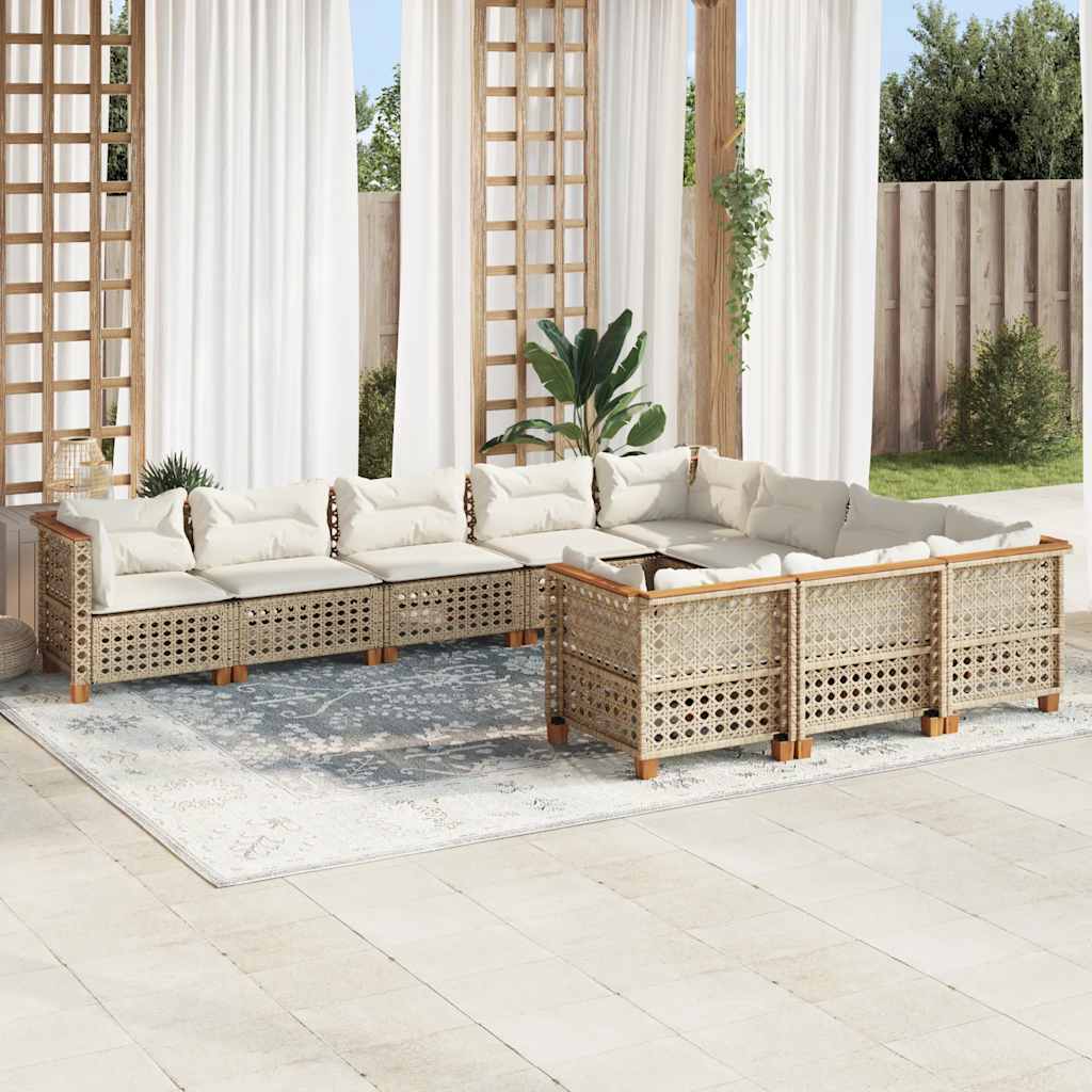 Set Mobilier De Grădină Cu Perne, 10 Piese, , Poliratan