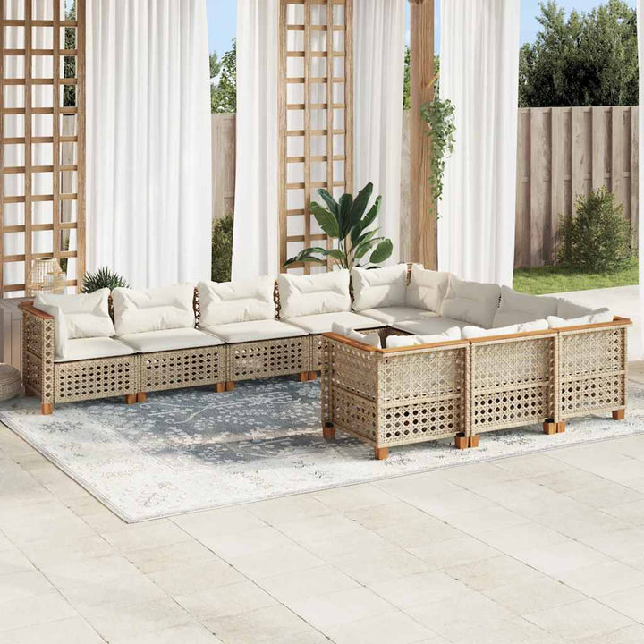 Set Mobilier De Grădină Cu Perne, 10 Piese, , Poliratan