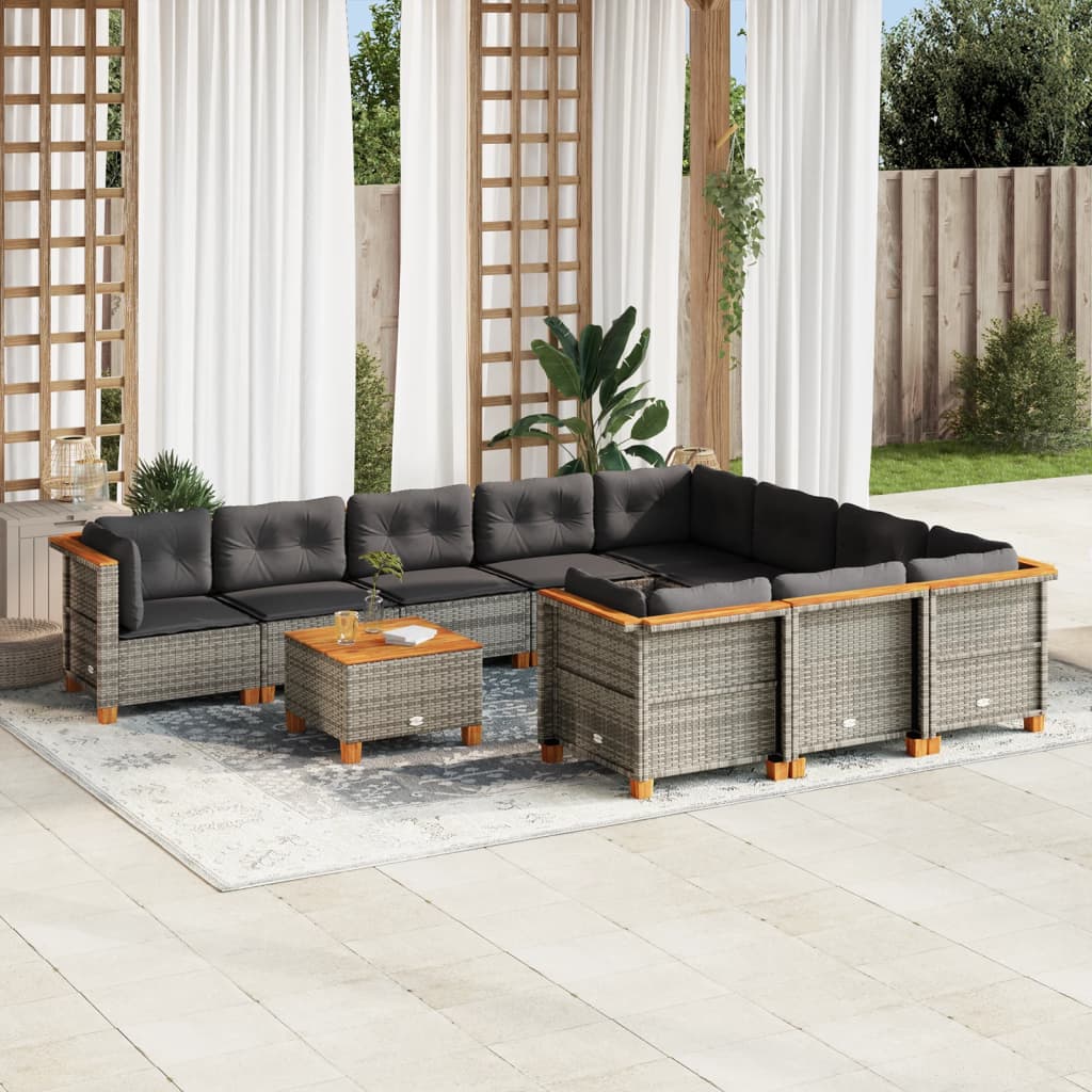 Set Mobilier De Grădină Cu Perne, 10 Piese, , Poliratan