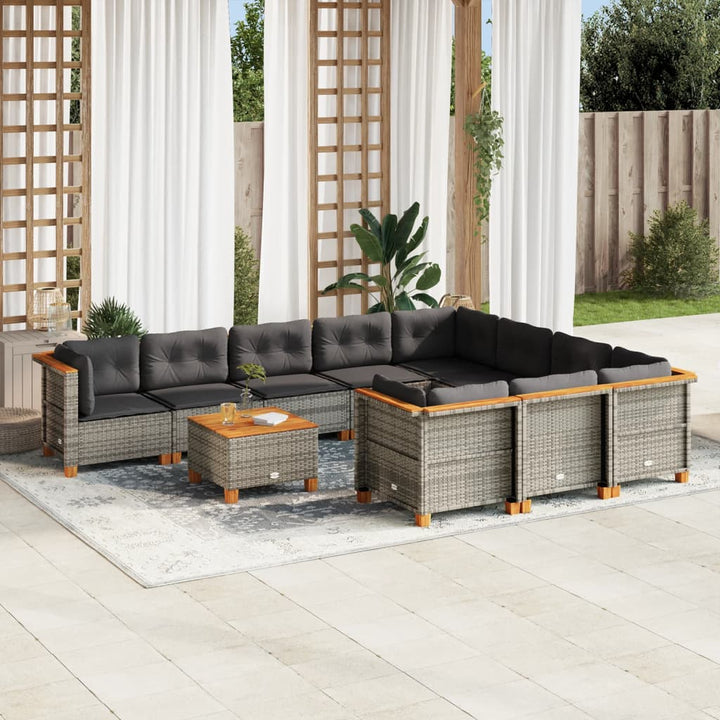 Set Mobilier De Grădină Cu Perne, 10 Piese, , Poliratan