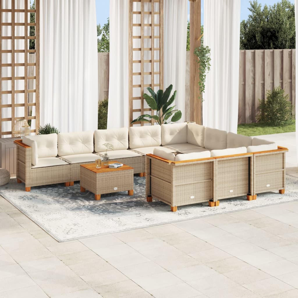 Set Mobilier De Grădină Cu Perne, 10 Piese, , Poliratan