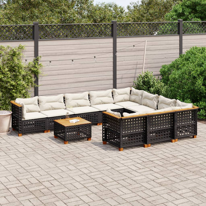 Set Mobilier De Grădină Cu Perne, 10 Piese, , Poliratan