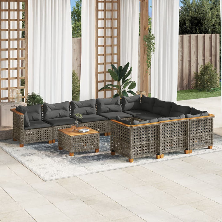 Set Mobilier De Grădină Cu Perne, 10 Piese, , Poliratan