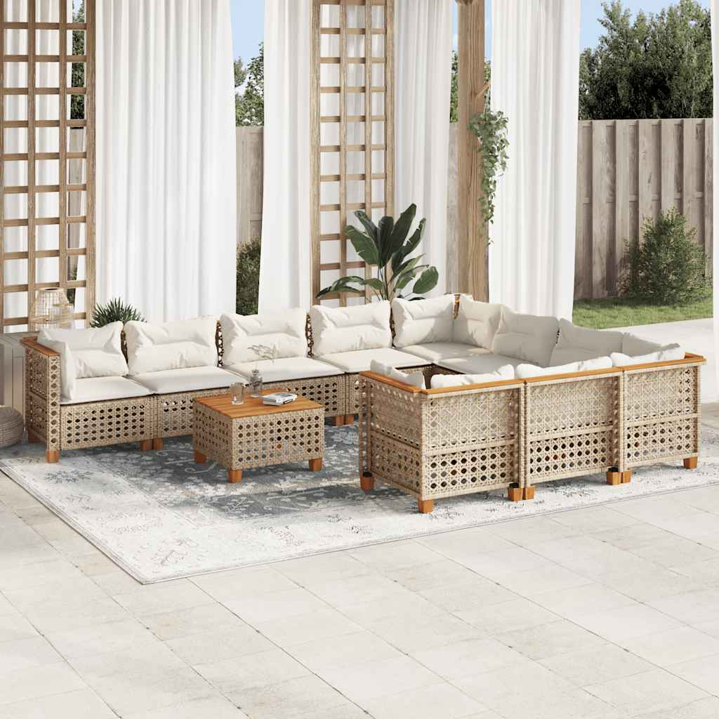 Set Mobilier De Grădină Cu Perne, 10 Piese, , Poliratan