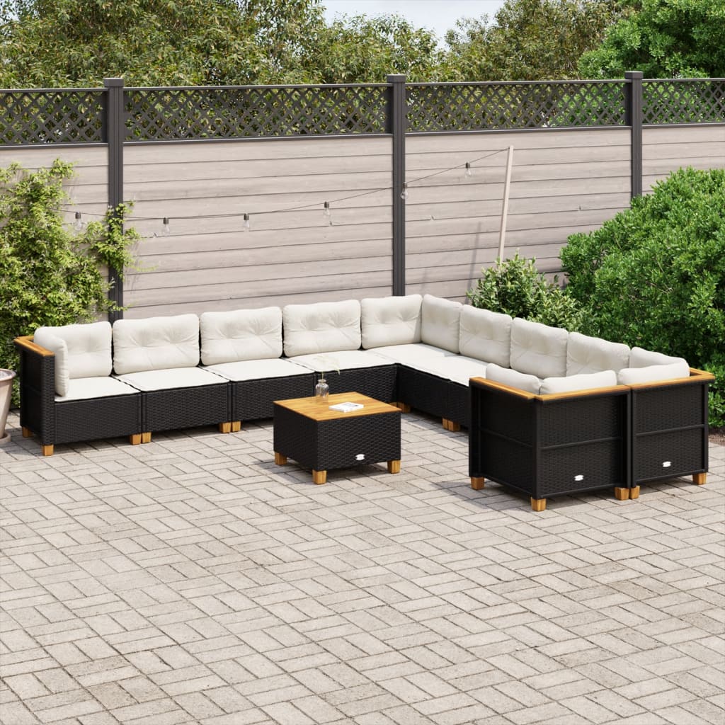 Set Canapele De Grădină Cu Perne, 11 Piese, , Poliratan