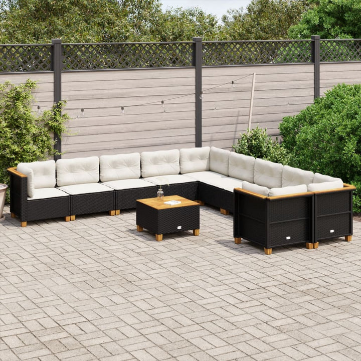 Set Canapele De Grădină Cu Perne, 11 Piese, , Poliratan