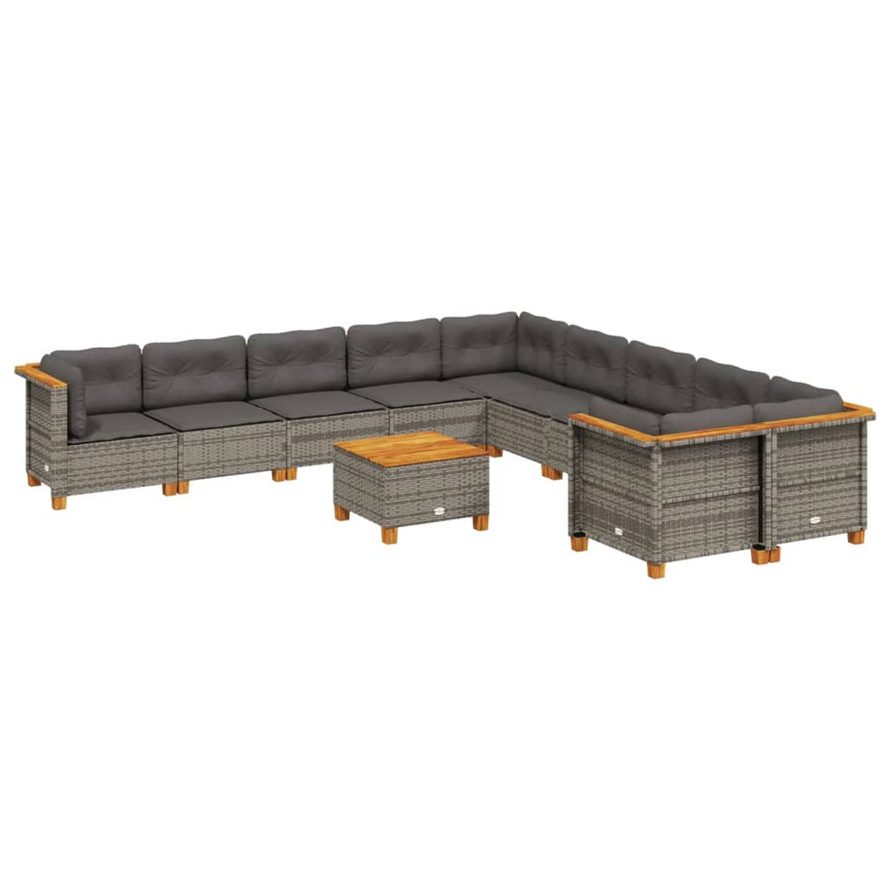 Set Canapele De Grădină Cu Perne, 11 Piese, , Poliratan
