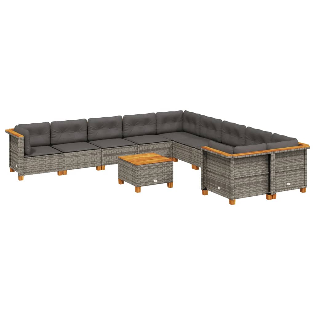 Set Canapele De Grădină Cu Perne, 11 Piese, , Poliratan