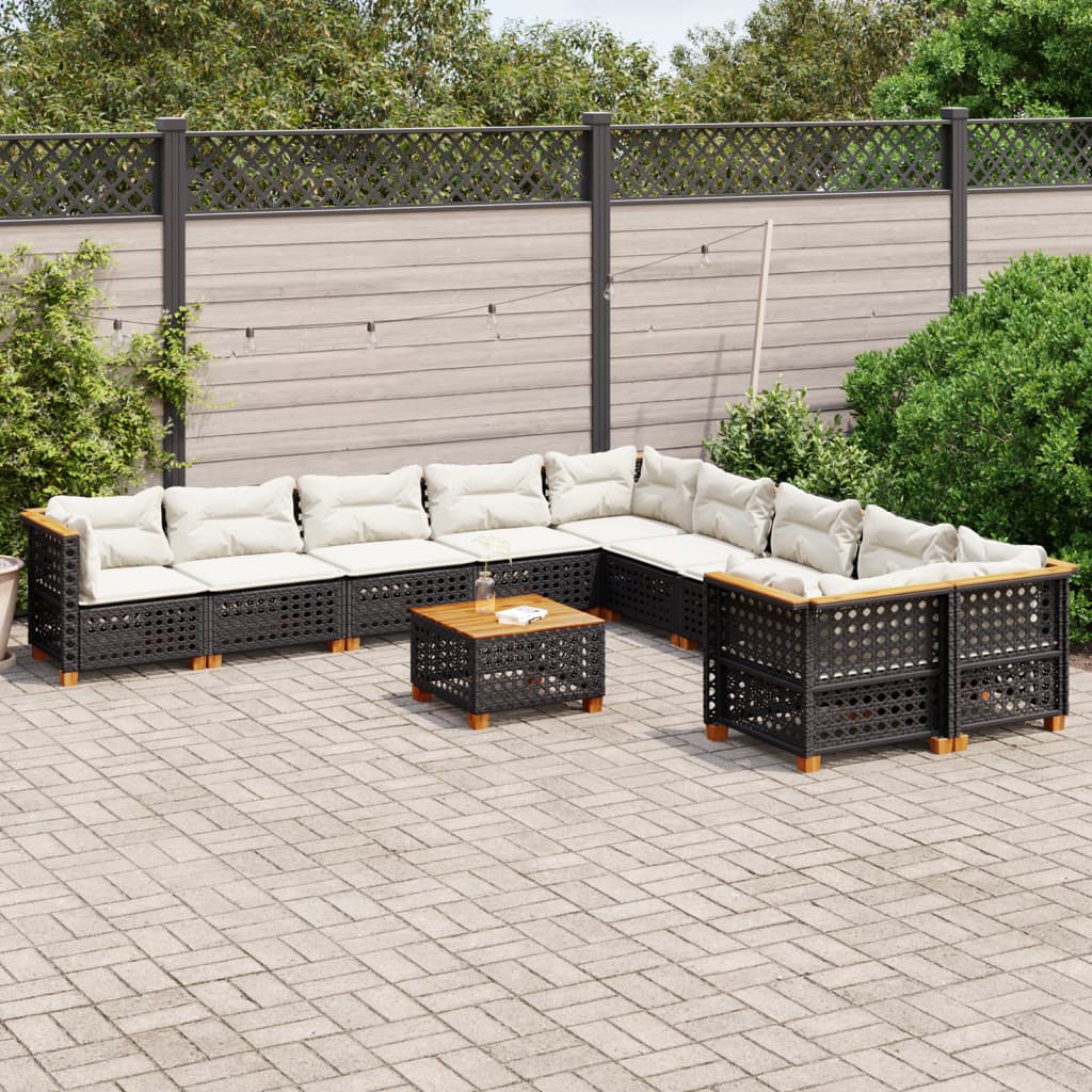 Set Canapele De Grădină Cu Perne, 11 Piese, , Poliratan