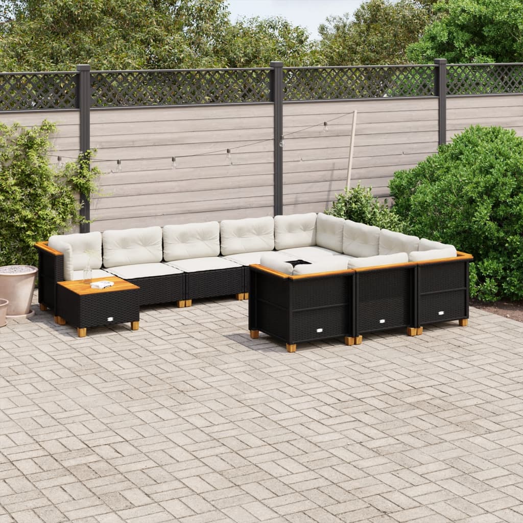 Set Canapele De Grădină Cu Perne, 11 Piese, , Poliratan