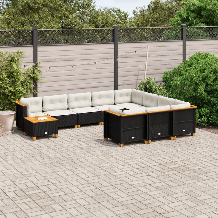 Set Canapele De Grădină Cu Perne, 11 Piese, , Poliratan