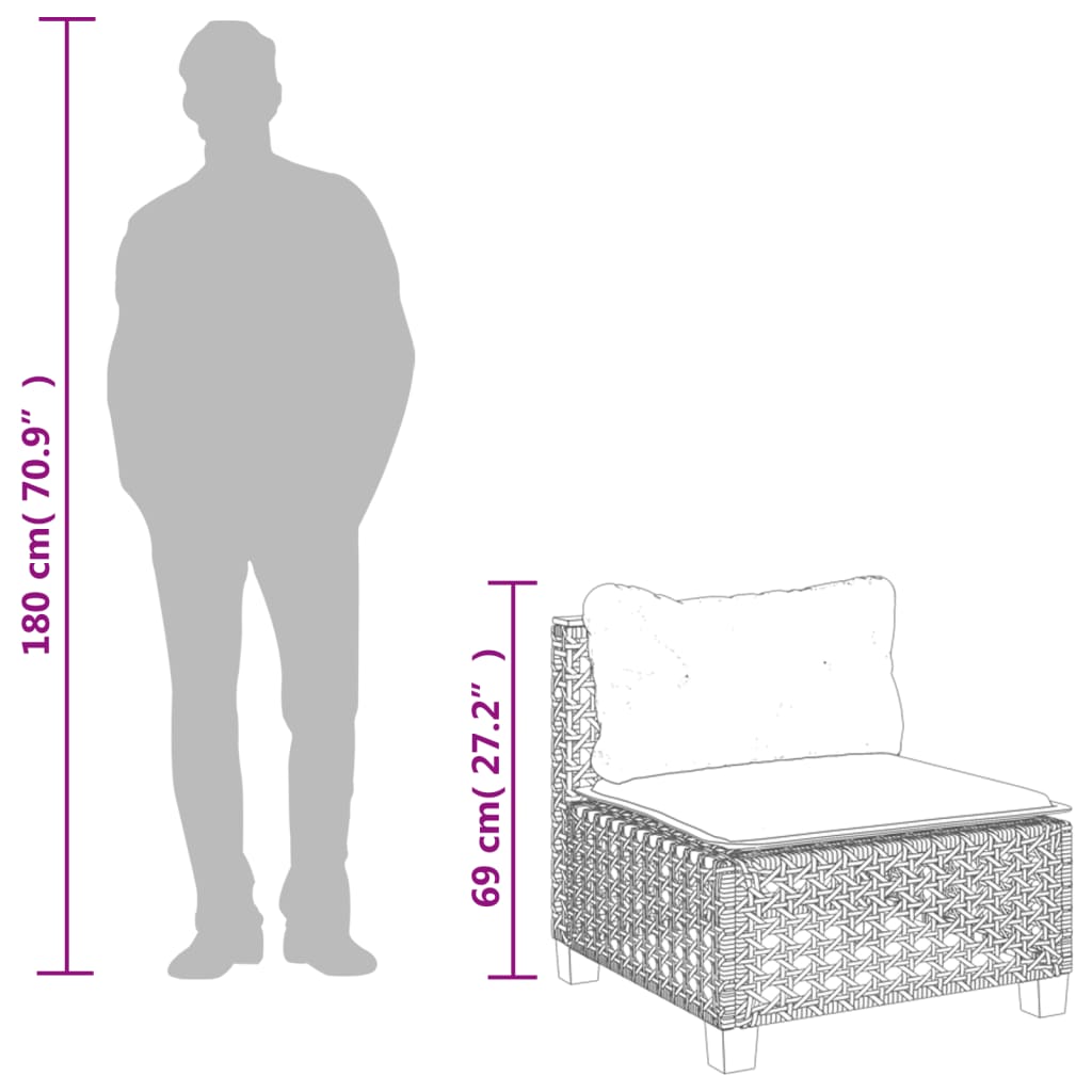 Set Canapele De Grădină Cu Perne, 11 Piese, , Poliratan