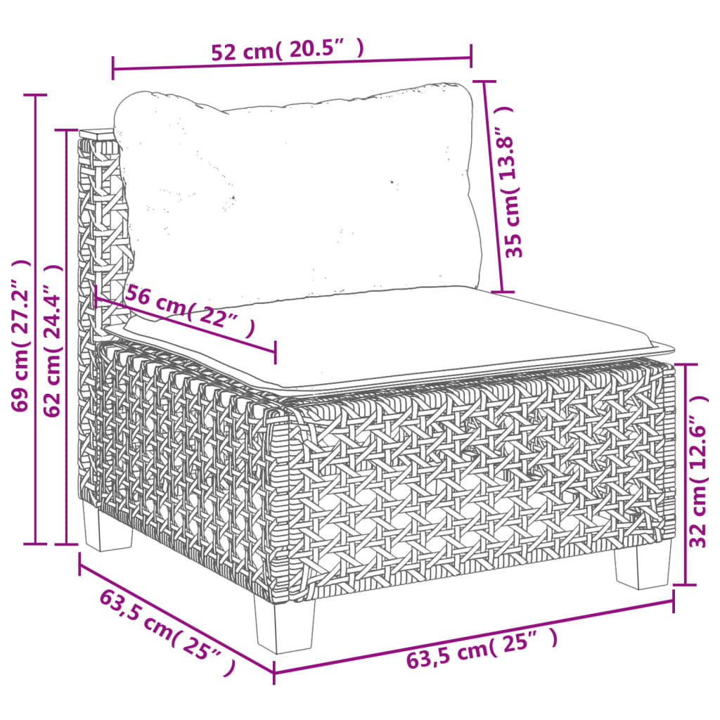 Set Canapele De Grădină Cu Perne, 11 Piese, , Poliratan