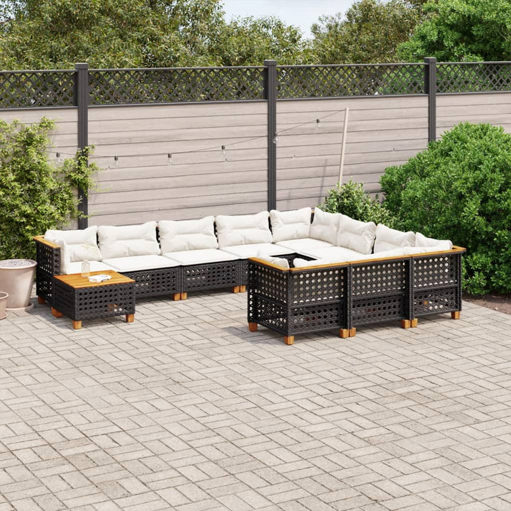 Set Canapele De Grădină Cu Perne, 11 Piese, , Poliratan