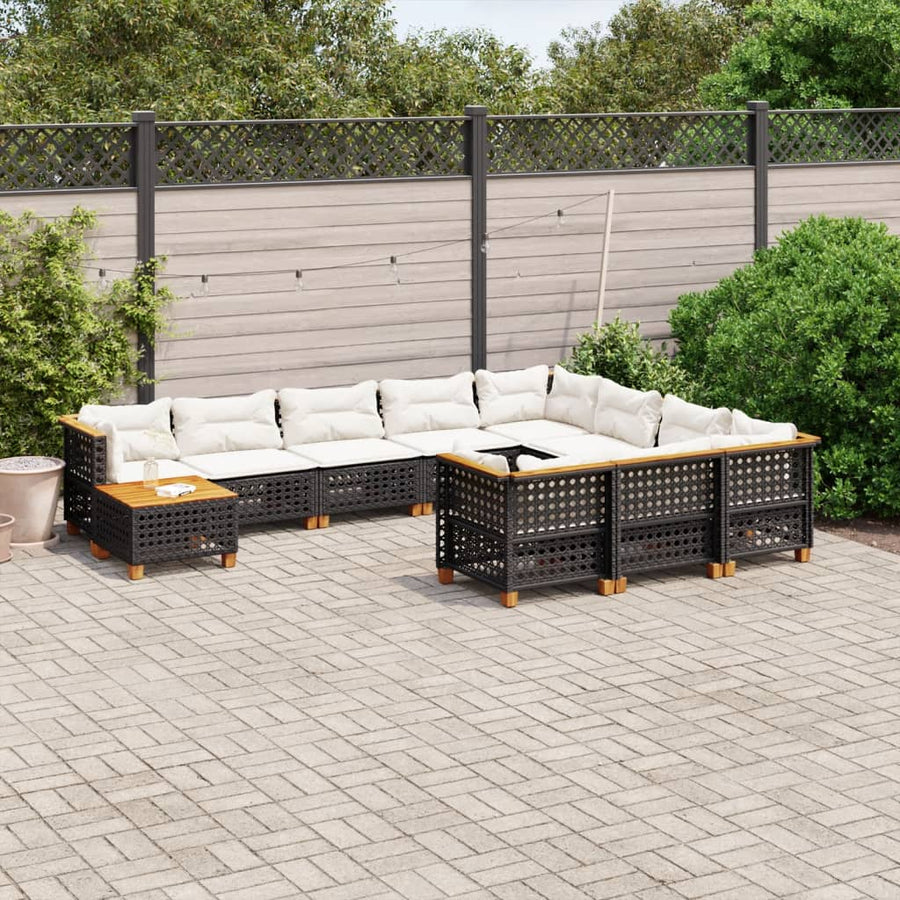 Set Canapele De Grădină Cu Perne, 11 Piese, , Poliratan