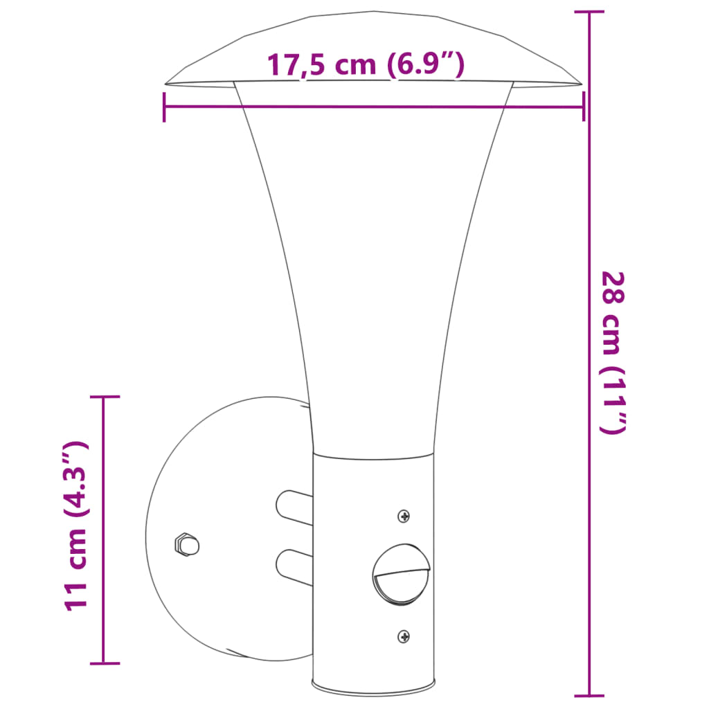 Vixl Lampă De Perete Exterior Cu Senzor, , Oțel Inoxibil Argintiu