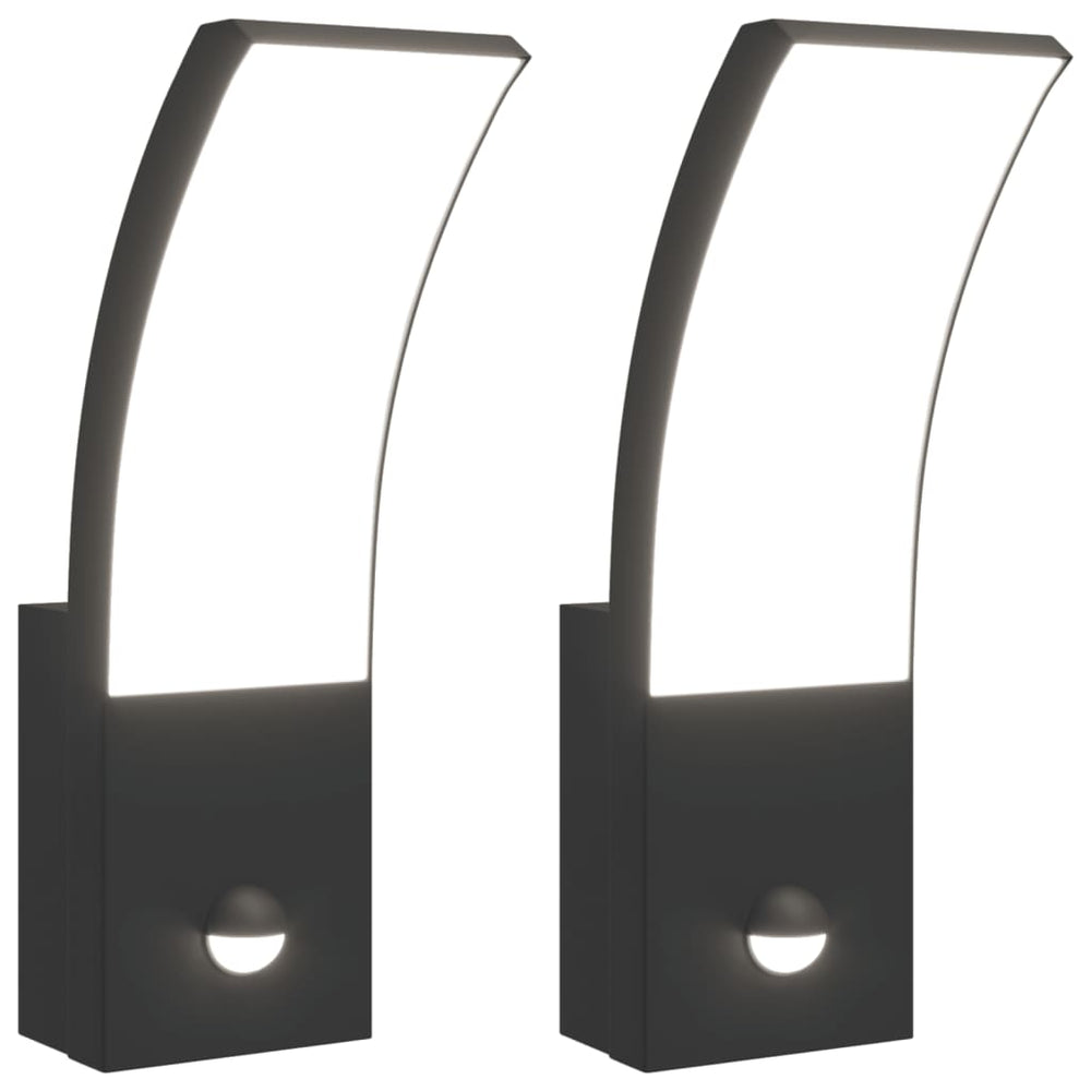 Vixl Lămpi Exterioare De Perete Cu Led/Senzor 2 Buc. Aluminiu Negru